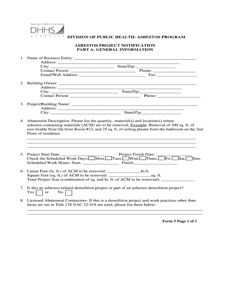 Form 5a Nebraska Department of Health