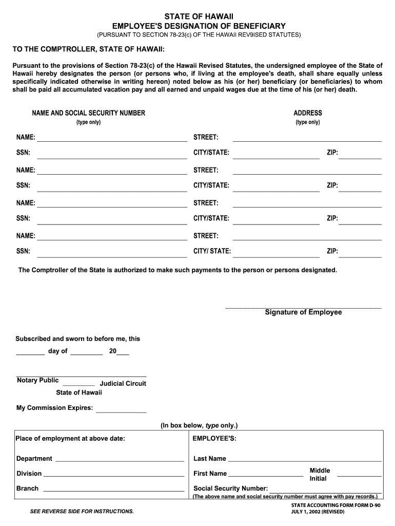  Hawaii Beneficiary 2002-2024