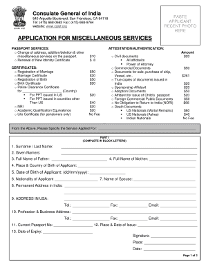 Indian Consulate Sfo  Form