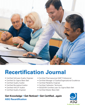 Asq Recertification Journal PDF  Form