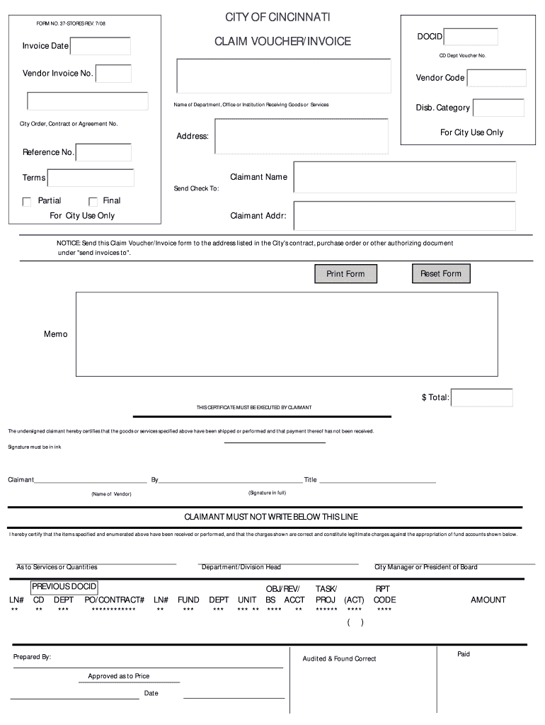  City of Cincinnati Claim Voucher 2007-2024