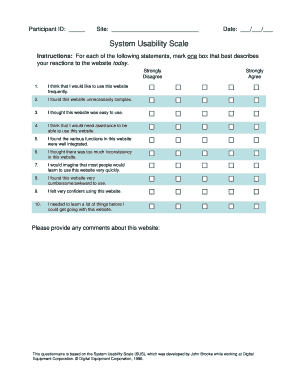 Sus Questionnaire PDF  Form