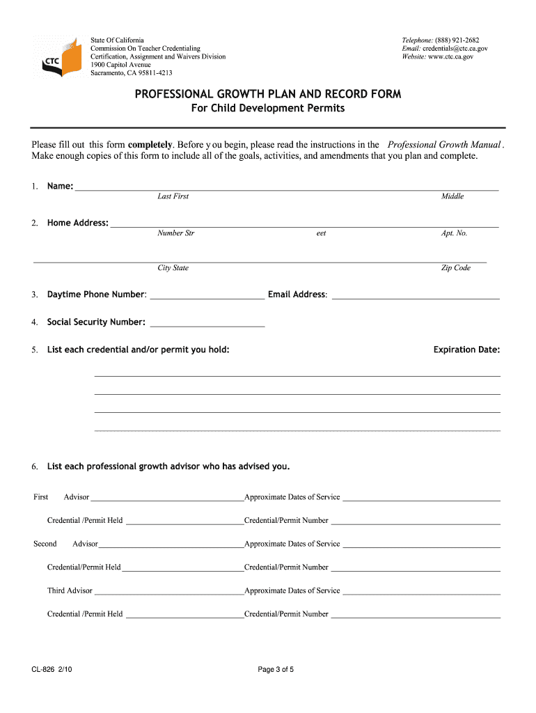  Professional Growth Plan and Record Form 2010