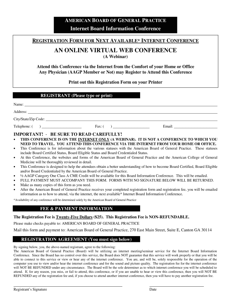 An ONLINE VIRTUAL WEB CONFERENCE  Abgp  Form