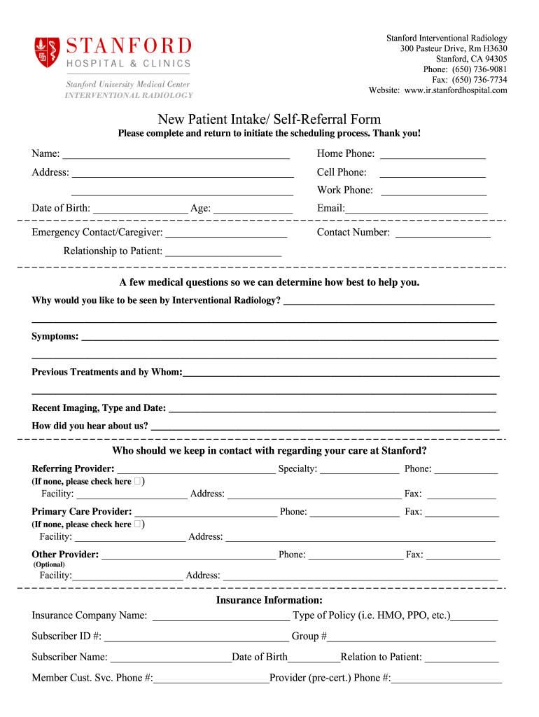 New Self Referral  Form