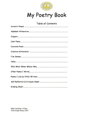 Miss Cantillon Poetry Form