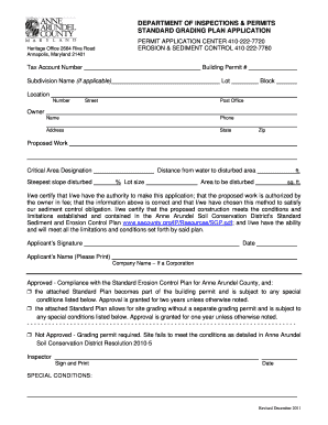 Anne Arundel County Standard Grading Plan  Form