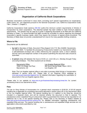  Articles of Incorporation California Example 2022