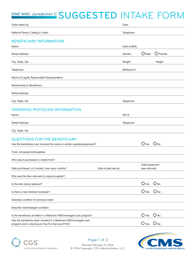 Dme Intake Form