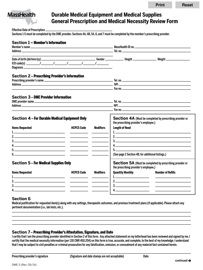 Get and Sign Masshealth Dme Form 2014-2022