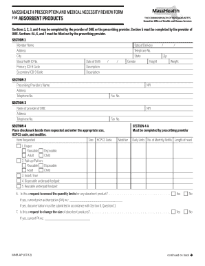 Masshealth Absorbent Products Form