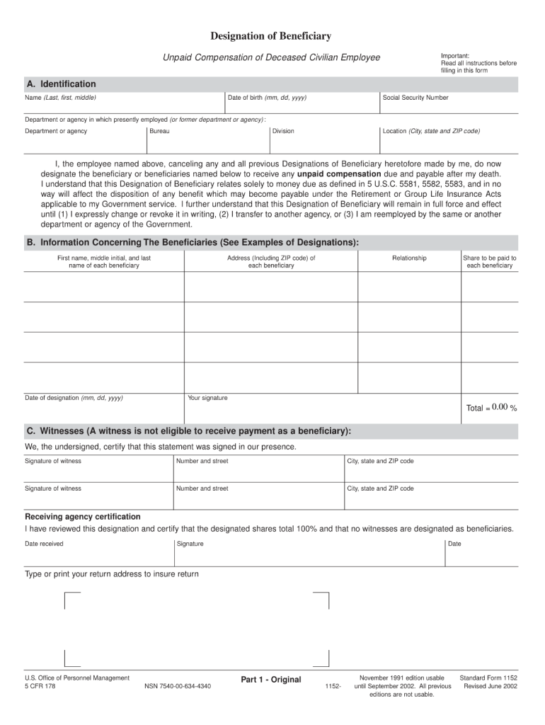  Sf 1152 Fillable Form 2002