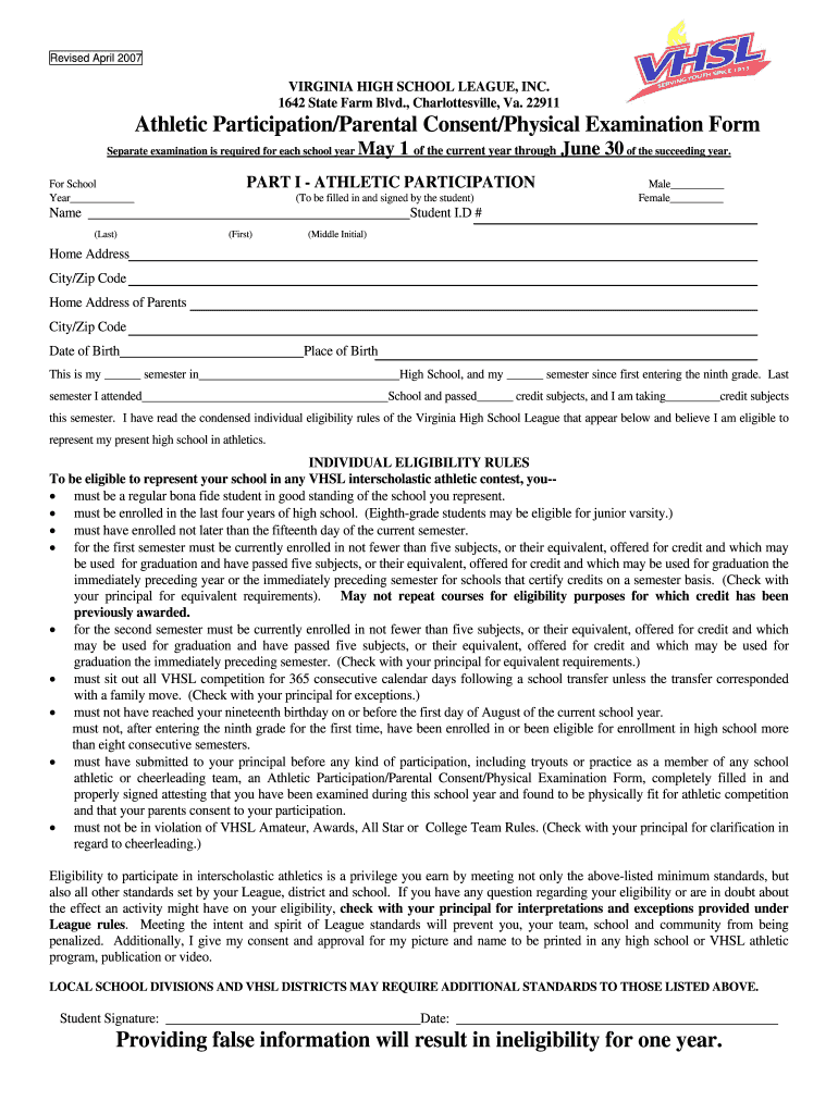 Revised April VIRGINIA HIGH SCHOOL LEAGUE, INC  Form