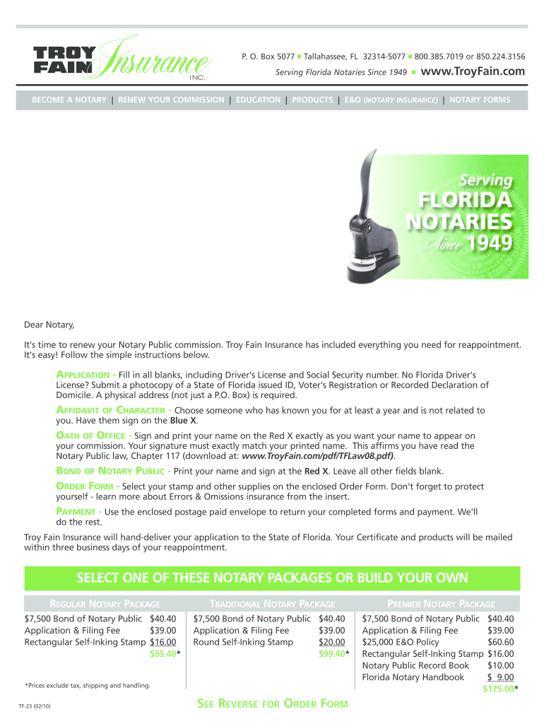 Troy Fain Notary Renewal Application  Form