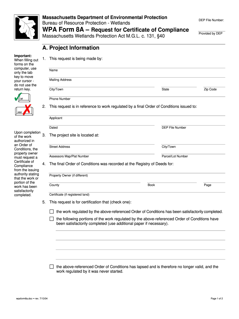  Wpa Form 8a 2014