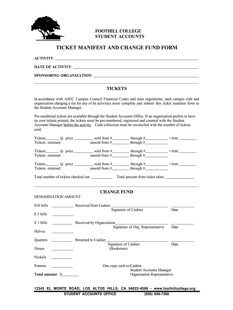 Get and Sign Ticket Manifest  Form
