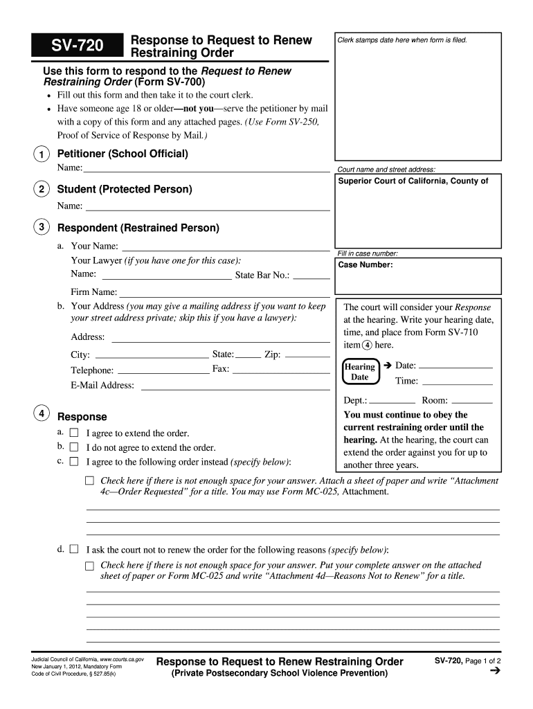 Sv720 Datasheet Form