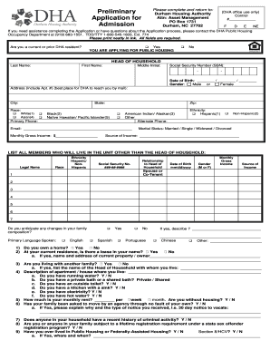 Durham Housing Authority Application  Form
