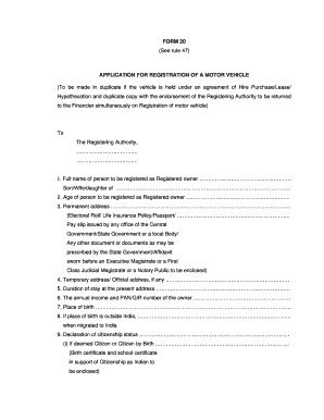 Form 20 Rto Sample Filled