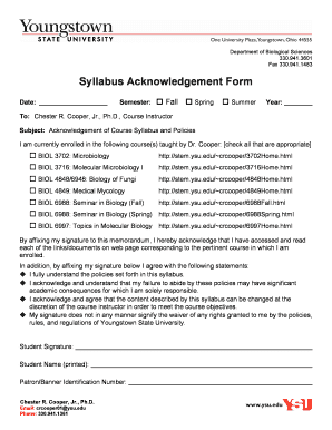 Syllabus Acknowledgement  Form