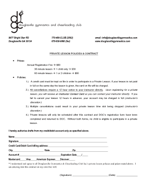 Private Dance Lesson Contract Template  Form