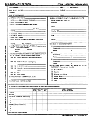 Child Health Record Form