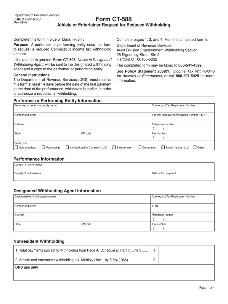  Ct 588 Fillable Version Form 2019
