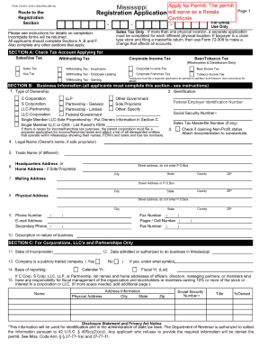 Mississippi Registration Application Form 70 001 Rev 0811