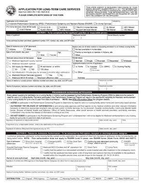 Printable Indiana Long Term Care Services State Form 45943