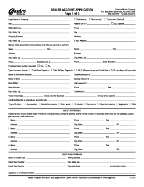 DEALER ACCOUNT APPLICATION Page 1 of 2 Chesbro Music  Form