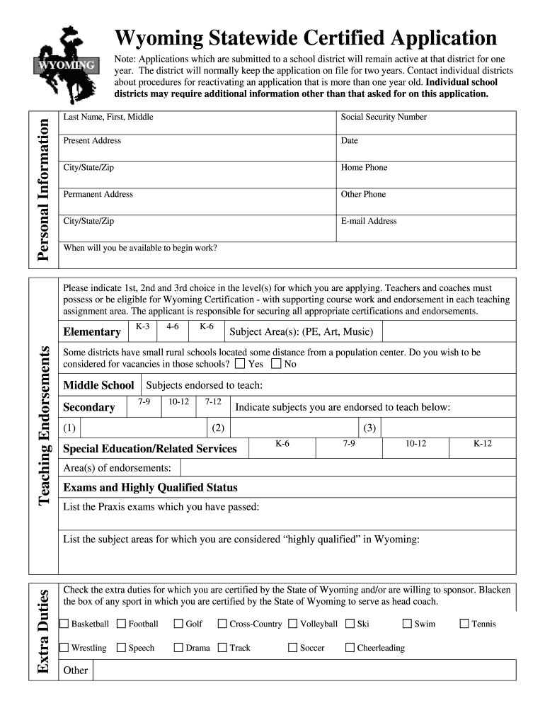 Wyoming Statewide  Form