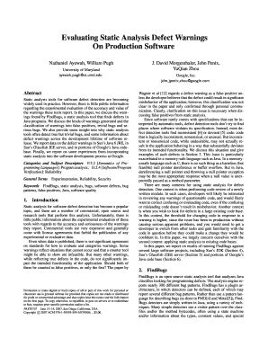 Evaluating Static Analysis Defect Warnings  Form