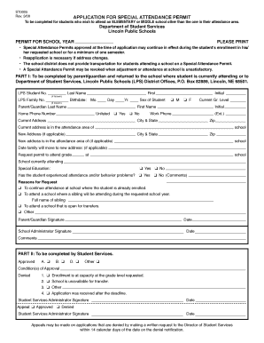 Lps Special Attendance Permit Form