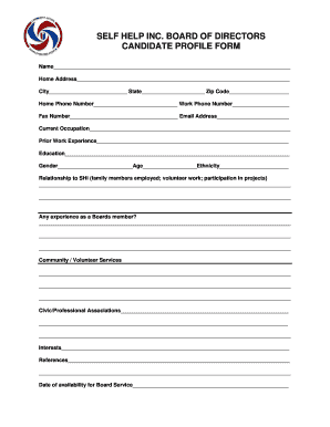 BOARD of DIRECTORS CANDIDATE PROFILE FORM