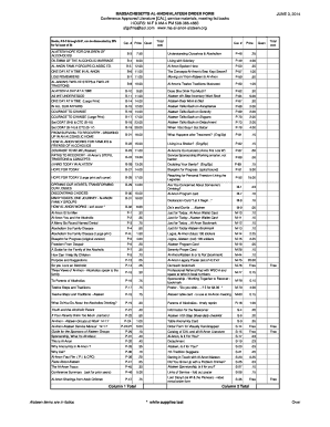 Alanon Literature List  Form