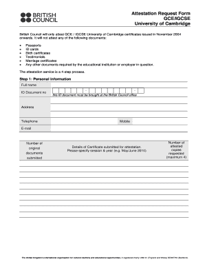 British Council Certificate PDF  Form