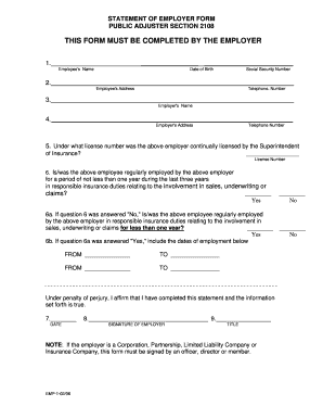 Employer Statement Form