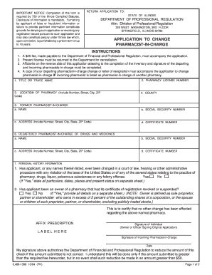 Illinois Pharmacist in Charge Change Form