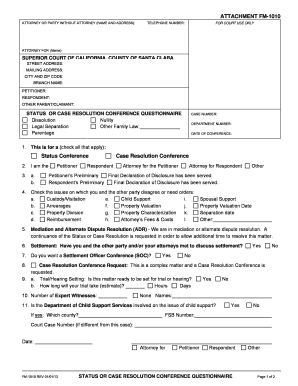 Superior Court of California Fm1010 Form