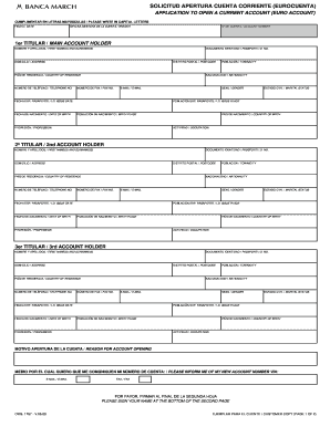 Solicitud De Apertura De Cuenta Corriente  Form