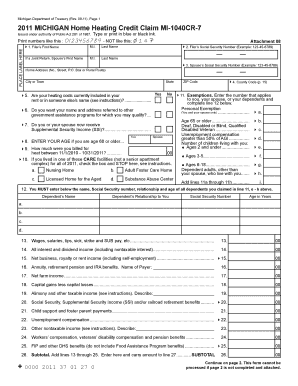  Michigan Home Heating Credit Claim Mi 1040cr 7 Instructions Form 2011