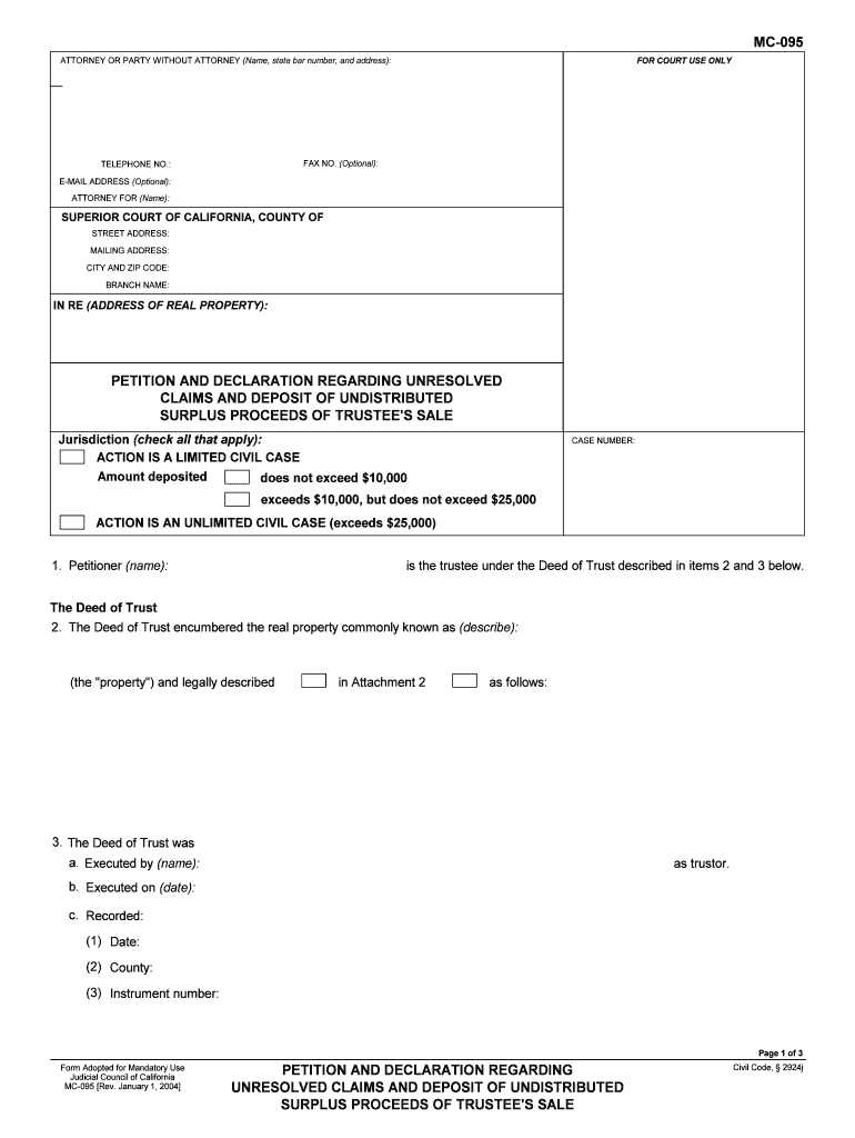 Claims Surplus Form