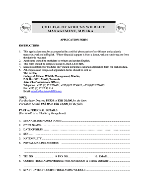 Mweka Online Application  Form