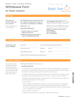 Bright Start Withdrawal  Form