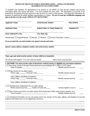 Appellate Division Eligibility Evaluation Form Wisconsin State Wisspd