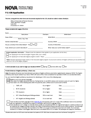 Nova Community College International Students  Form