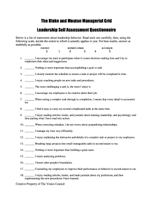 Blake Mouton Managerial Grid Online Test  Form