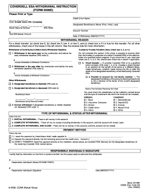 COVERDELL ESA WITHDRAWAL INSTRUCTION FORM 2506E Sfpcu