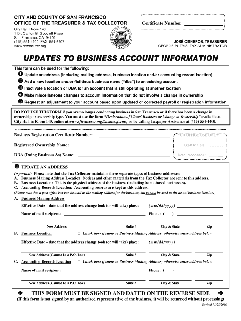  Updates to Business Account Information PDF 2010