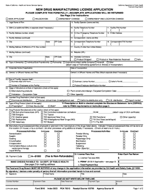  California Drug Manufacturing License 2009